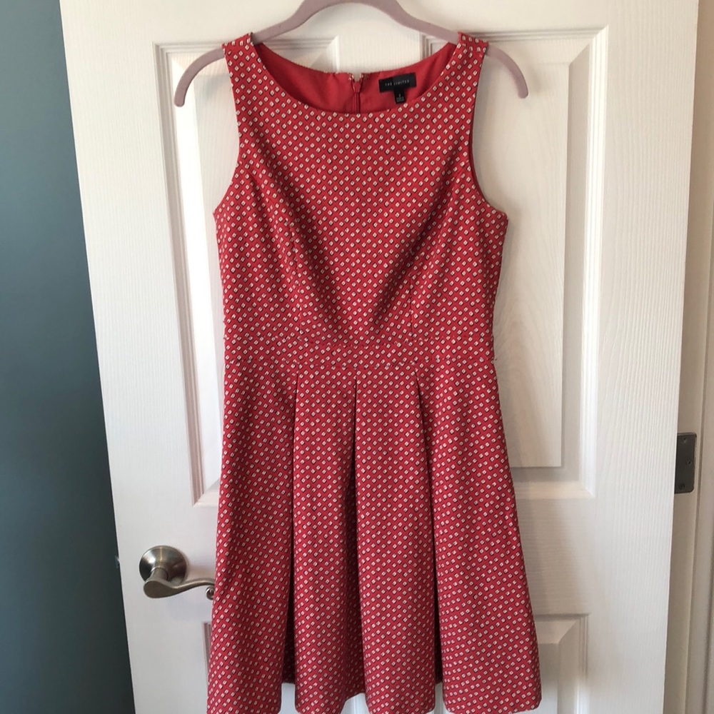 Coral with white fit and flare dress